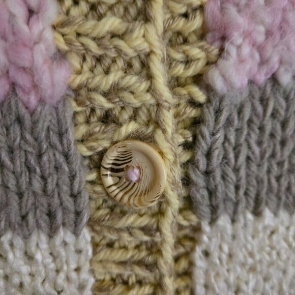 Handknit Mixed Media Stunning Cardigan Sweater Size S - Picture 3 of 6